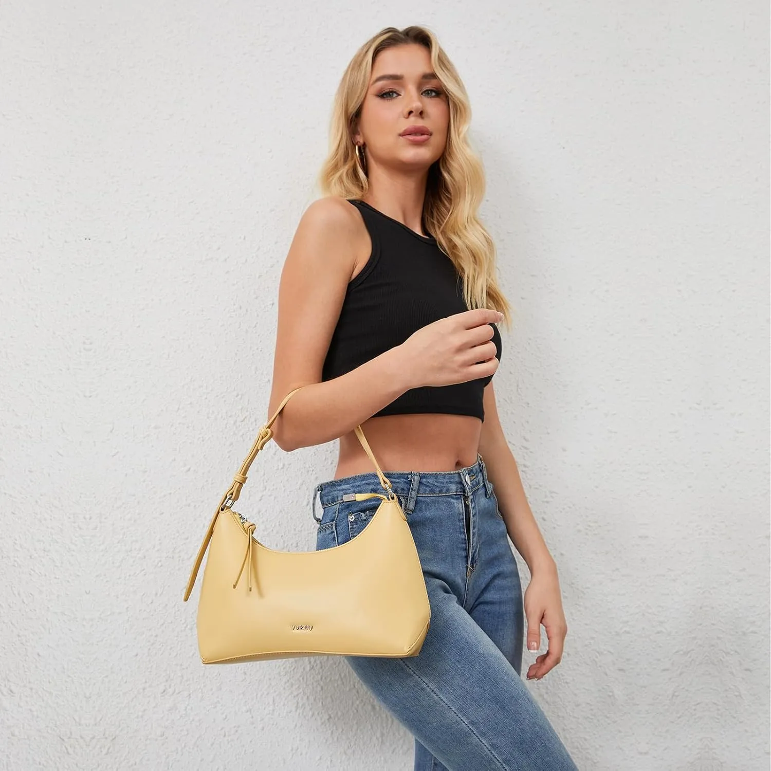 Shoulder Bag For Women Leather Hobo Handbag Crescent Underarm Purses with Adjustable Strap