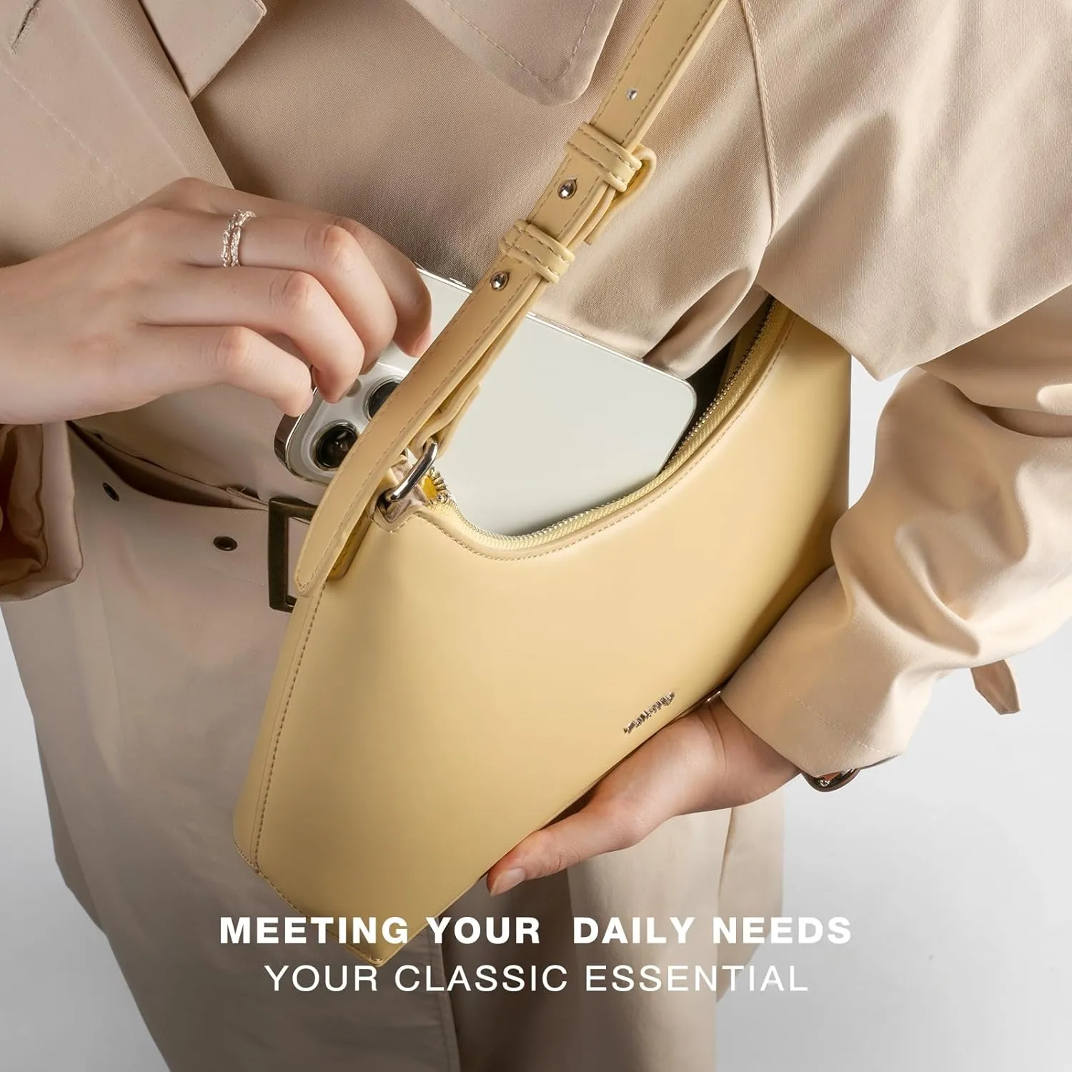 Shoulder Bag For Women Leather Hobo Handbag Crescent Underarm Purses with Adjustable Strap