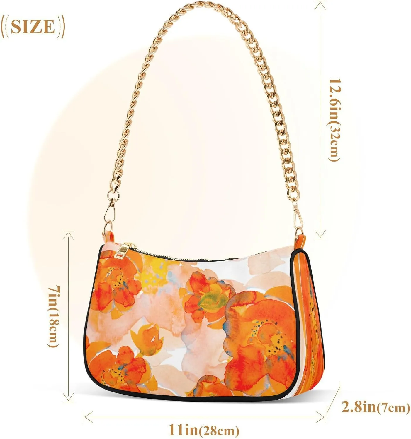 Shoulder Bags for Women Flower Floral Hobo Tote Handbag Small Clutch Purse with Zipper Closure