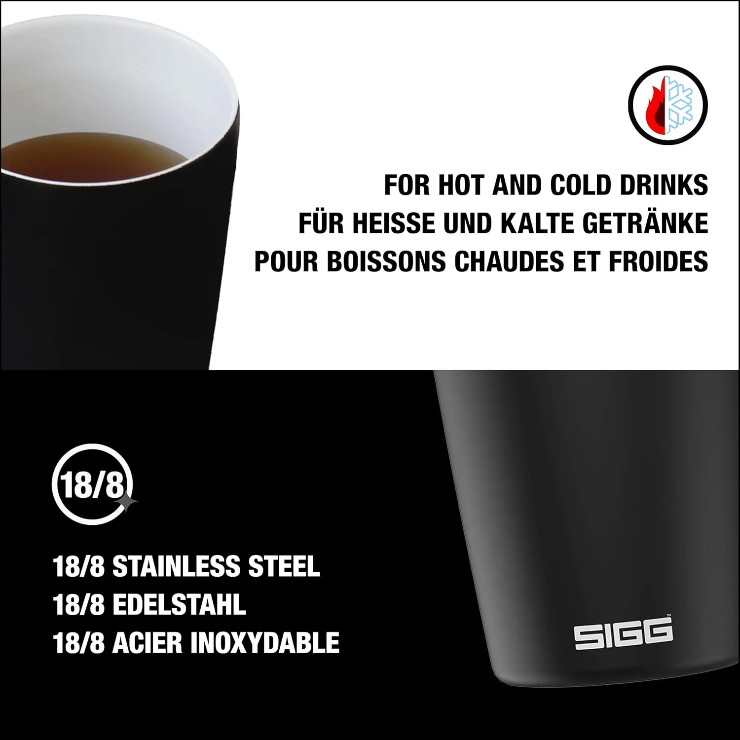 SIGG - Neso Pure Cream Travel Mug - With Tritan Lid - Dishwasher Safe - 18/8 Stainless Steel - 10/14 Oz