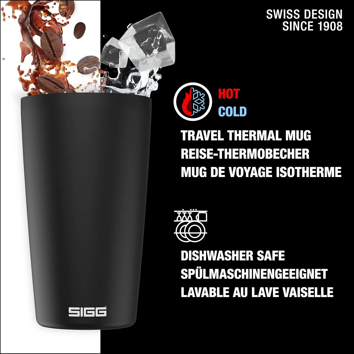 SIGG - Neso Pure Cream Travel Mug - With Tritan Lid - Dishwasher Safe - 18/8 Stainless Steel - 10/14 Oz