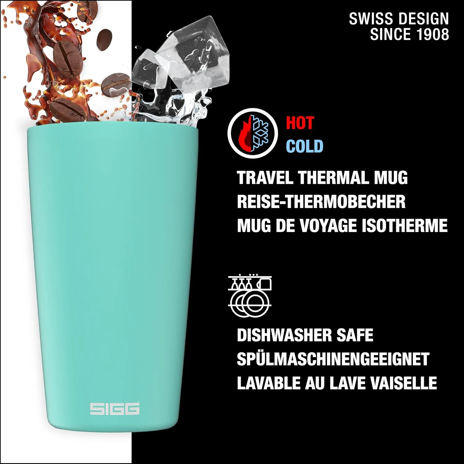 SIGG - Neso Pure Cream Travel Mug - With Tritan Lid - Dishwasher Safe - 18/8 Stainless Steel - 10/14 Oz