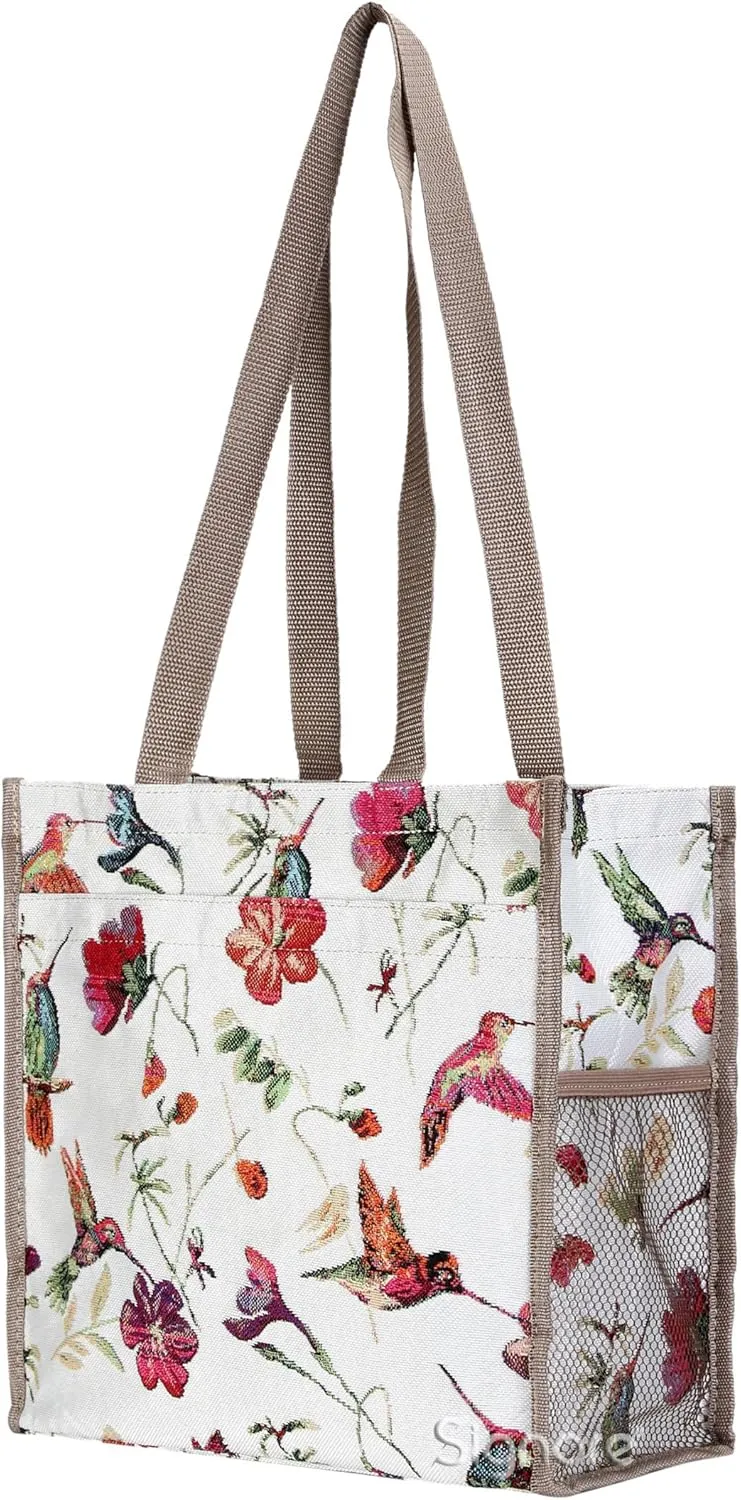 Signare Floral Shopping Tote Bag with Garden Flower Pattern