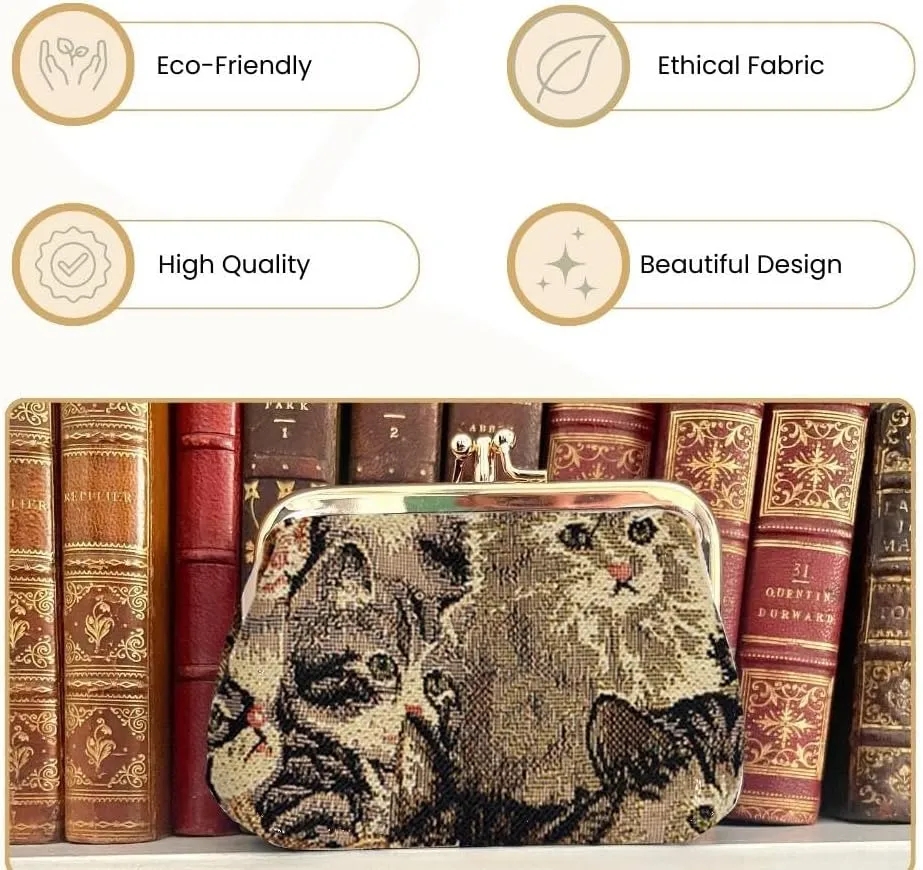 Signare Tapestry Double Pocket Change Pouch Kiss lock Coin Purse for Women