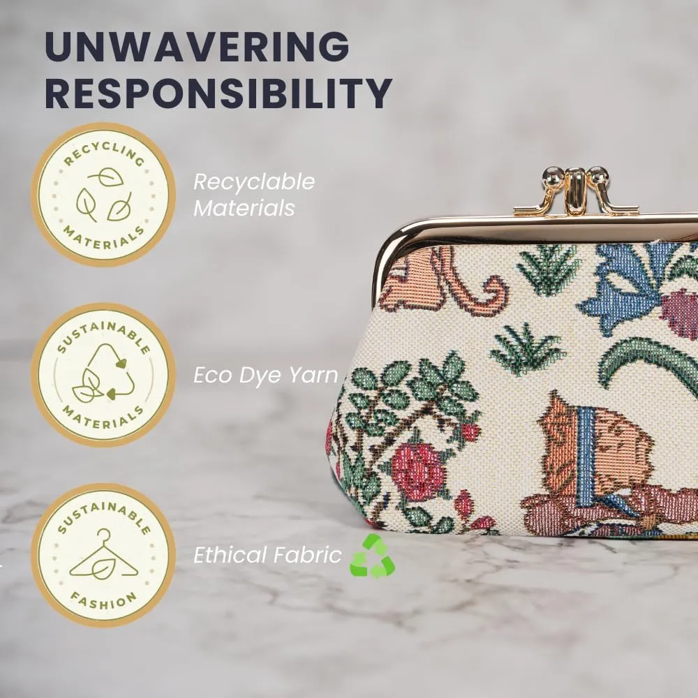 Signare Tapestry Double Pocket Change Pouch Kiss lock Coin Purse for Women