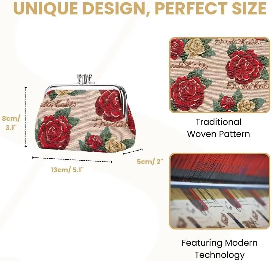 Signare Tapestry Double Pocket Change Pouch Kiss lock Coin Purse for Women