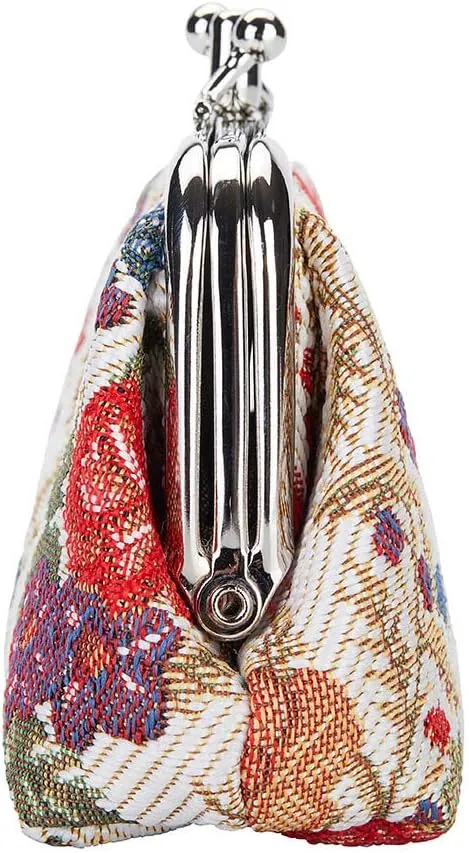 Signare Tapestry Double Pocket Change Pouch Kiss lock Coin Purse for Women