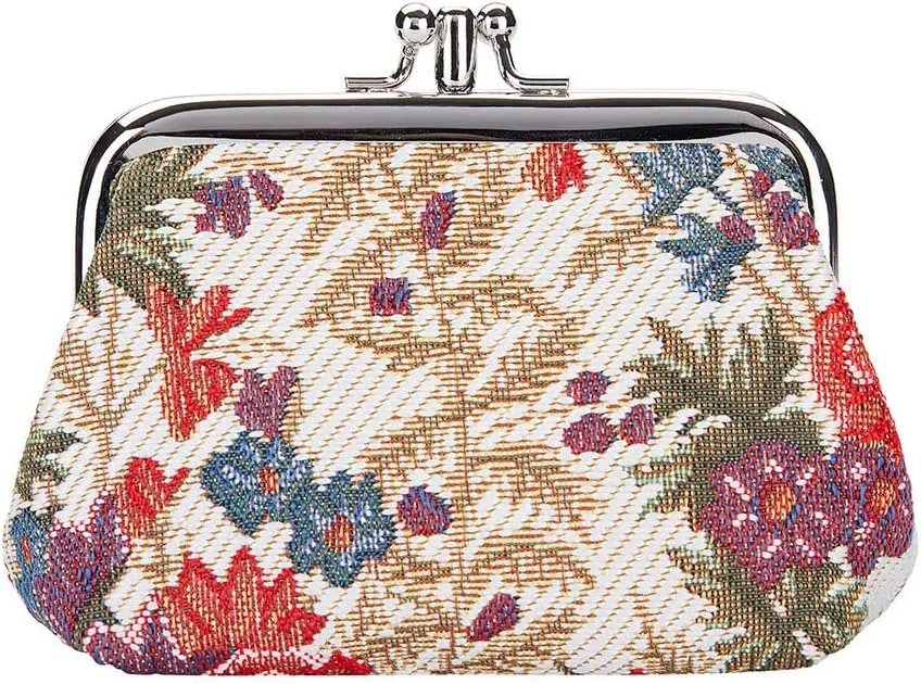 Signare Tapestry Double Pocket Change Pouch Kiss lock Coin Purse for Women