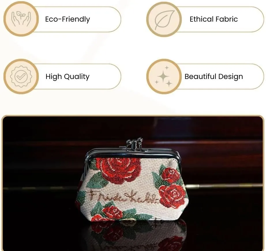 Signare Tapestry Double Pocket Change Pouch Kiss lock Coin Purse for Women