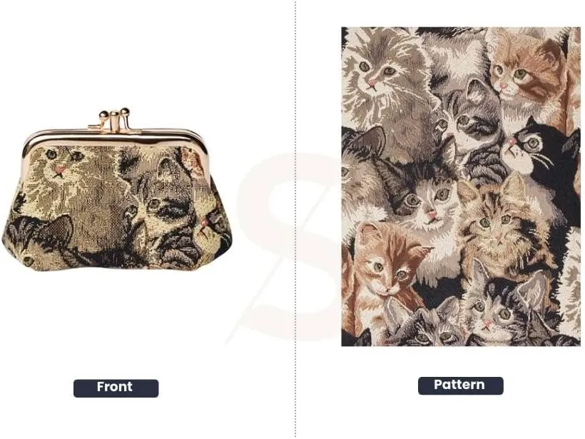 Signare Tapestry Double Pocket Change Pouch Kiss lock Coin Purse for Women
