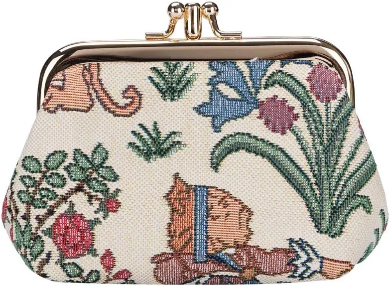 Signare Tapestry Double Pocket Change Pouch Kiss lock Coin Purse for Women