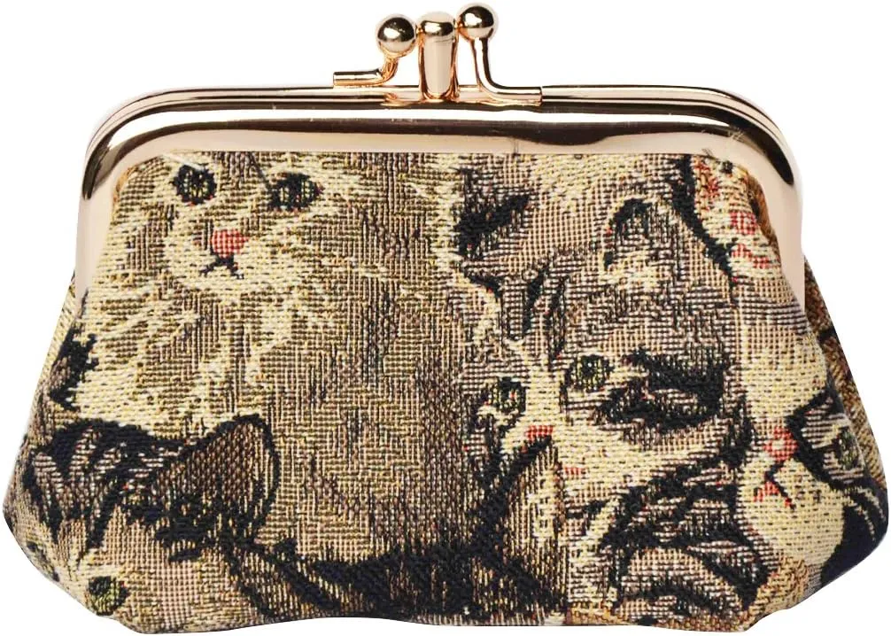Signare Tapestry Double Pocket Change Pouch Kiss lock Coin Purse for Women