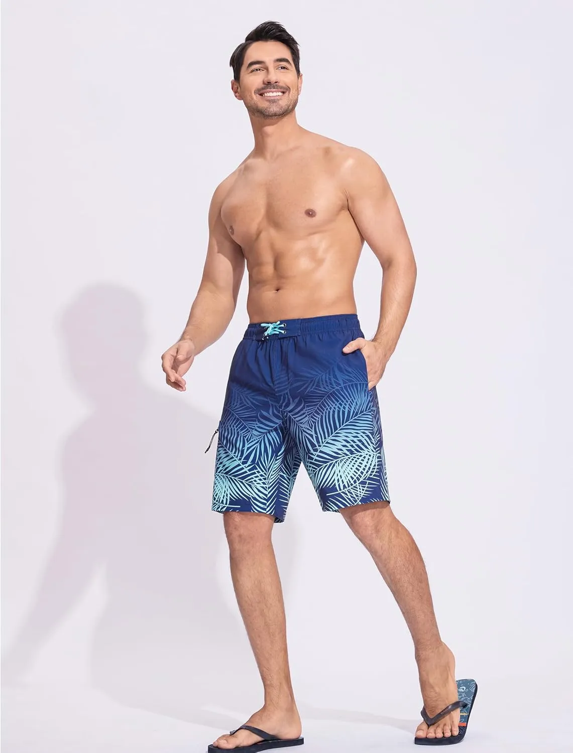 SILKWORLD Mens Swim Trunks Quick Dry Bathing Suit 9 Inch Swim Shorts with Mesh Lining and Zipper Cargo Pockets