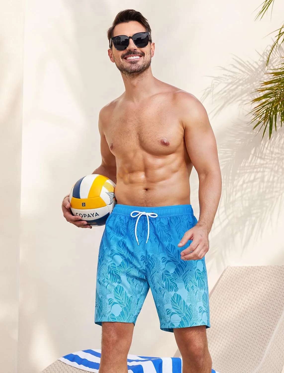 SILKWORLD Mens Swim Trunks Quick Dry Swimming Shorts with Compression Liner and Zipper Pockets