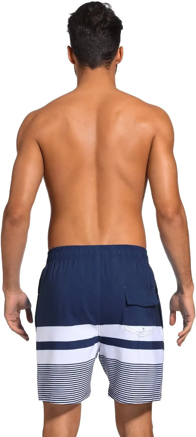 SILKWORLD Mens Swim Trunks with Compression Liner 2 in 1 Quick Dry Bathing Suit Beach Shorts with Zipper Pockets