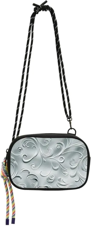 Silver Vintage Thorn Flowers Small Crossbody Purse for Mens Practical with Adjustable Strap Purses Date bolsas elegantes para mujer