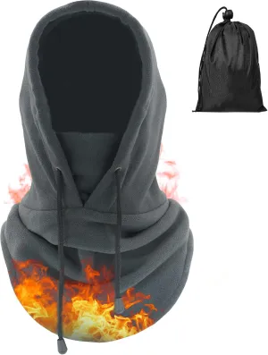 Ski Mask Fleece Thermal Balaclava Mens Women Cold Weather Absorbent Soft Headband with Drawstring Outdoor Working