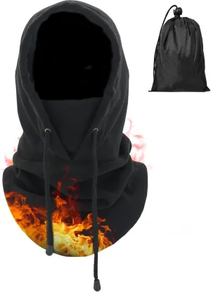 Ski Mask Fleece Thermal Balaclava Mens Women Cold Weather Absorbent Soft Headband with Drawstring Outdoor Working
