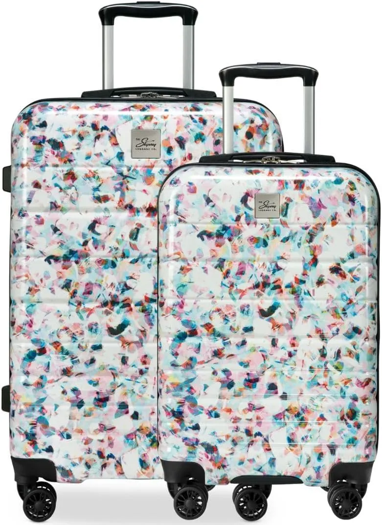 Skyway Epic 2.0 Hardside Lightweight and Durable ABS Shell Luggage, Spacious with 4-Wheel Spinners, Comfort Grip with Telescoping Handle, Men and Women, Confetti, 2-Piece Set (20,24)