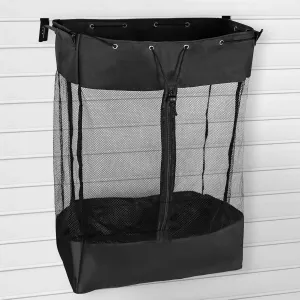 Slatwall Baskets,Hanging Slatwall Accessories with Take and Go Design,(26 * 18 * 11'') Large Mesh Slatwall Organizer with Easy Access Zipper Adjustable Shoulder Strap for Home Sport Garage Storage