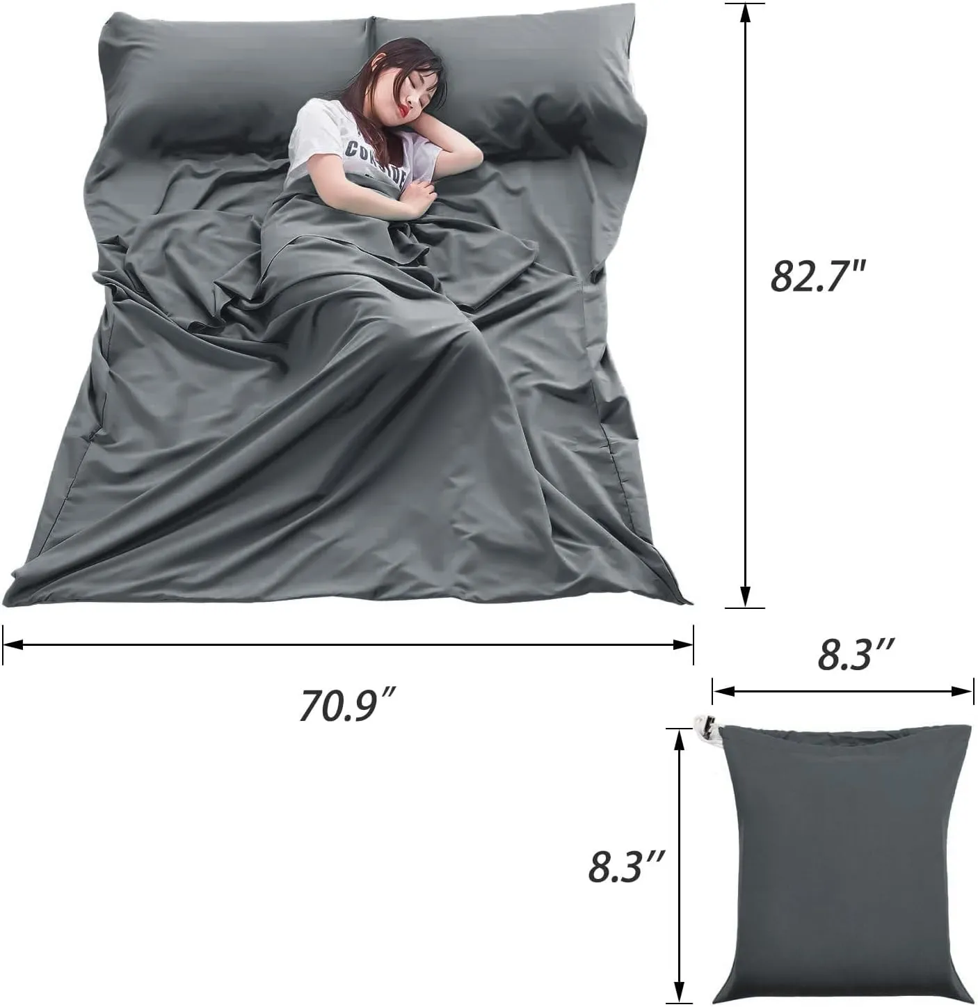 Sleeping Bag Liner Lightweight Compact Sleeping Bag Sack Portable Clean Travel Sheet Camping Sleep Sheet for Backpacking Hotel Hiking