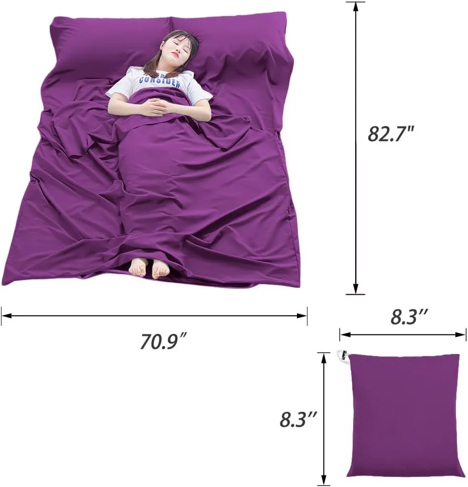 Sleeping Bag Liner Lightweight Compact Sleeping Bag Sack Portable Clean Travel Sheet Camping Sleep Sheet for Backpacking Hotel Hiking