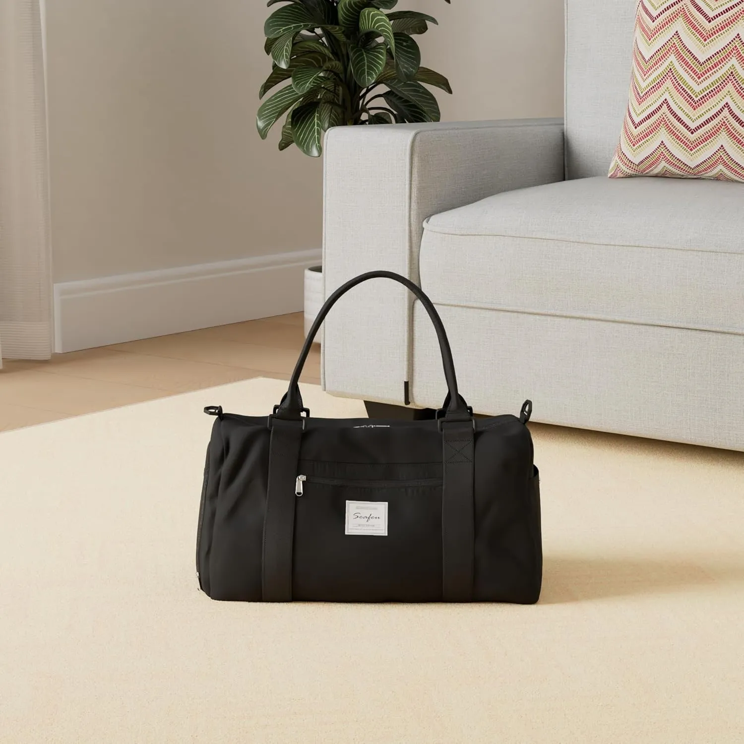Small Black Sports Gym Duffel Bags for Women Men, Travel Totes Bag Cute Weekender bag with Wet Pocket and Shoe Compartment for Carry On, Gym, Dance, Overnight, Sport Pickleball, Tennis, Racketball