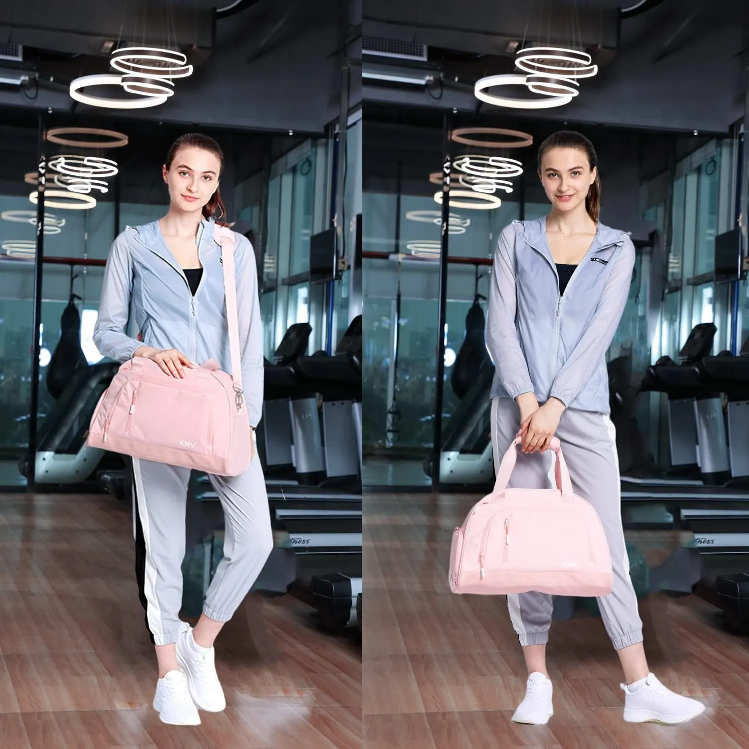 Small Carry On Duffle bag for Women,Overnight Weekender Bag for Gym Travel and Dance with Independent Shoulder Strap and Shoe Compartment Pink