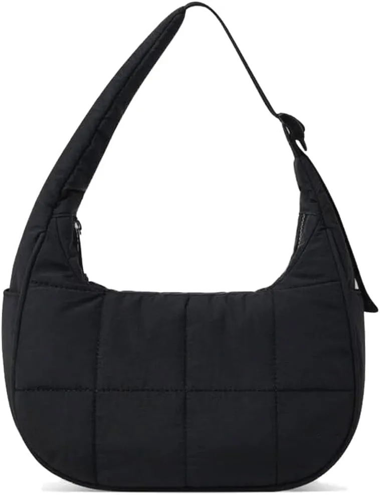 Small Crescent Puffer Purse Shoulder Bag for Women Nylon Quilted Purses Bag Adjustable Shoulder Strap Puffy bag
