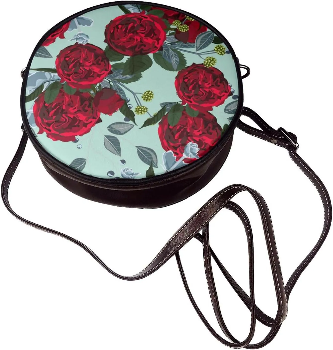 Small Crossbody Bags for Women Round Purses PU Leather Shoulder Bag with Adjustable Strap
