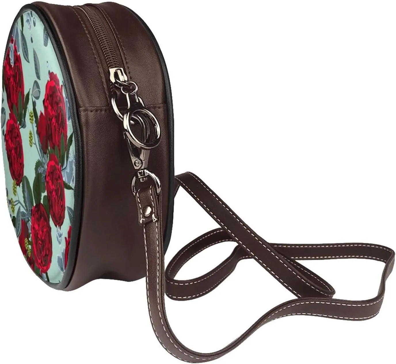 Small Crossbody Bags for Women Round Purses PU Leather Shoulder Bag with Adjustable Strap