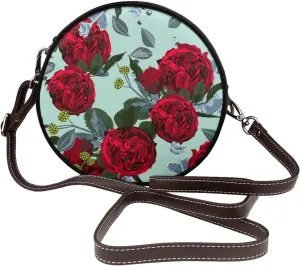 Small Crossbody Bags for Women Round Purses PU Leather Shoulder Bag with Adjustable Strap