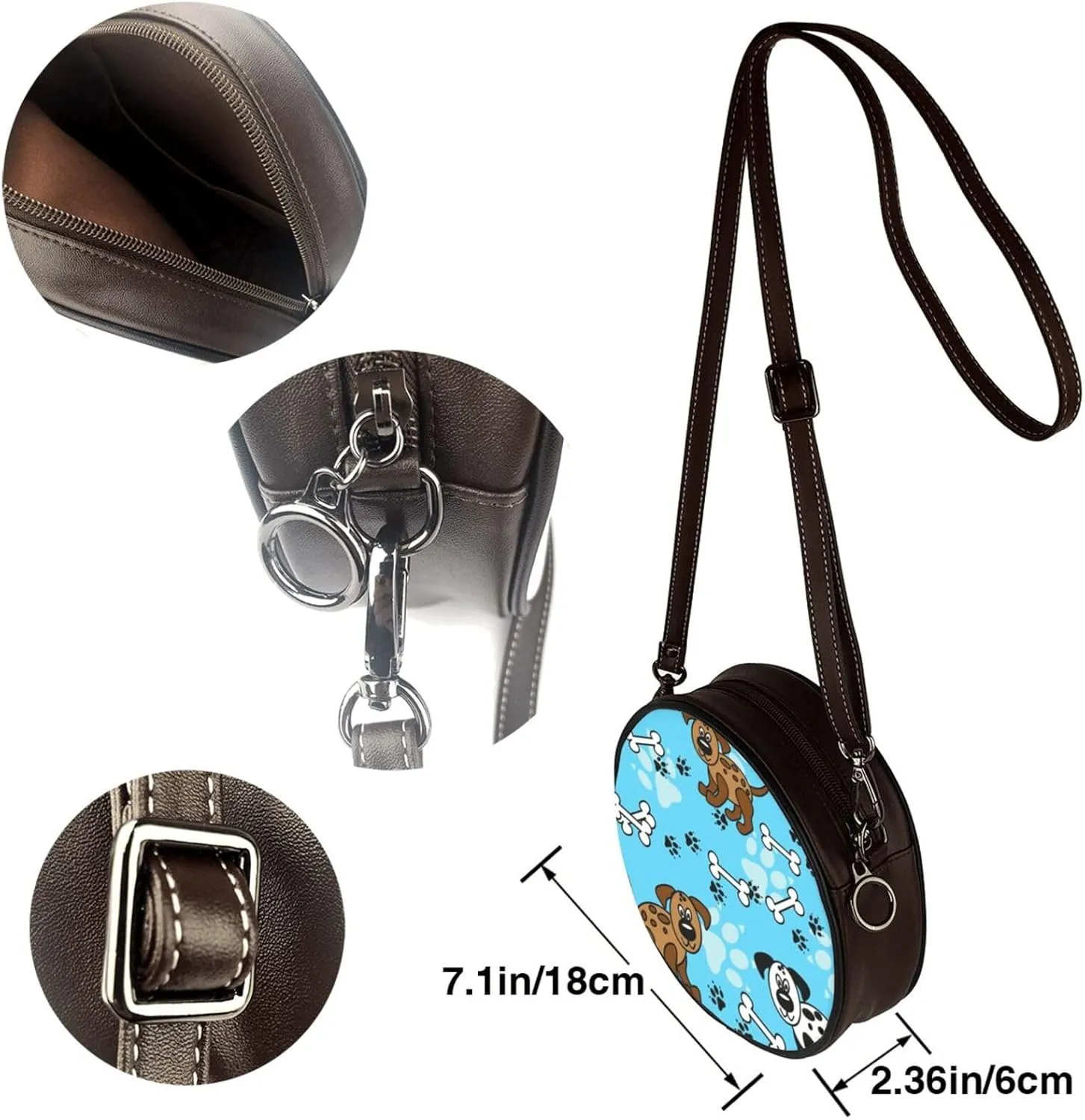 Small Crossbody Bags for Women Round Purses PU Leather Shoulder Bag with Adjustable Strap