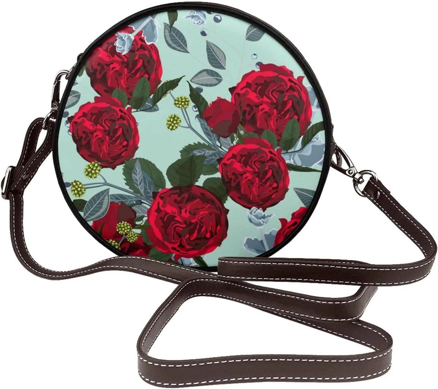 Small Crossbody Bags for Women Round Purses PU Leather Shoulder Bag with Adjustable Strap