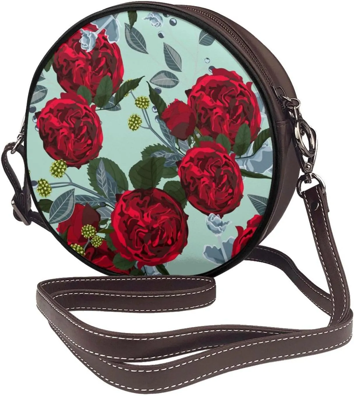 Small Crossbody Bags for Women Round Purses PU Leather Shoulder Bag with Adjustable Strap