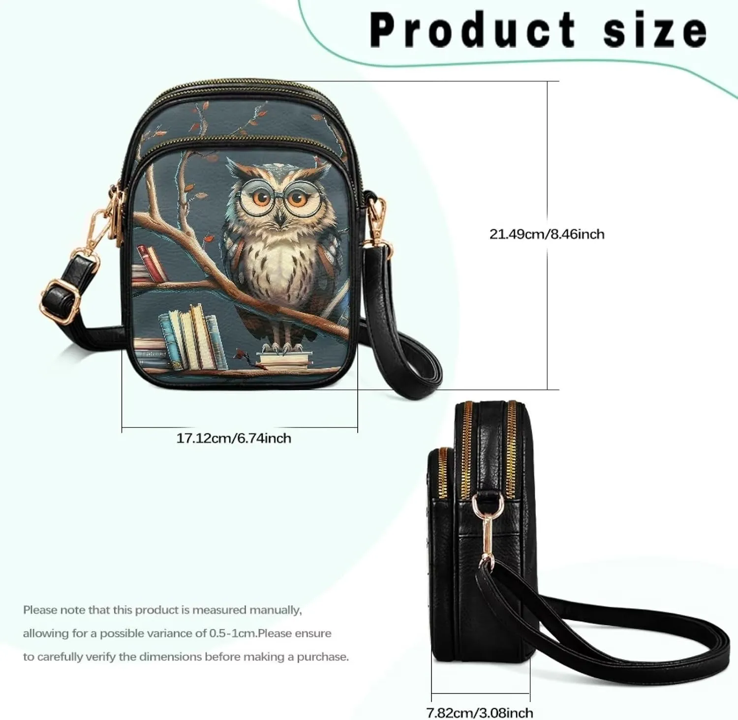 Small Crossbody Phone Purse Leather Wallet, Cat Floral PU Leather Crossbody Purse Bird Flowers Travel Shoulder Bag