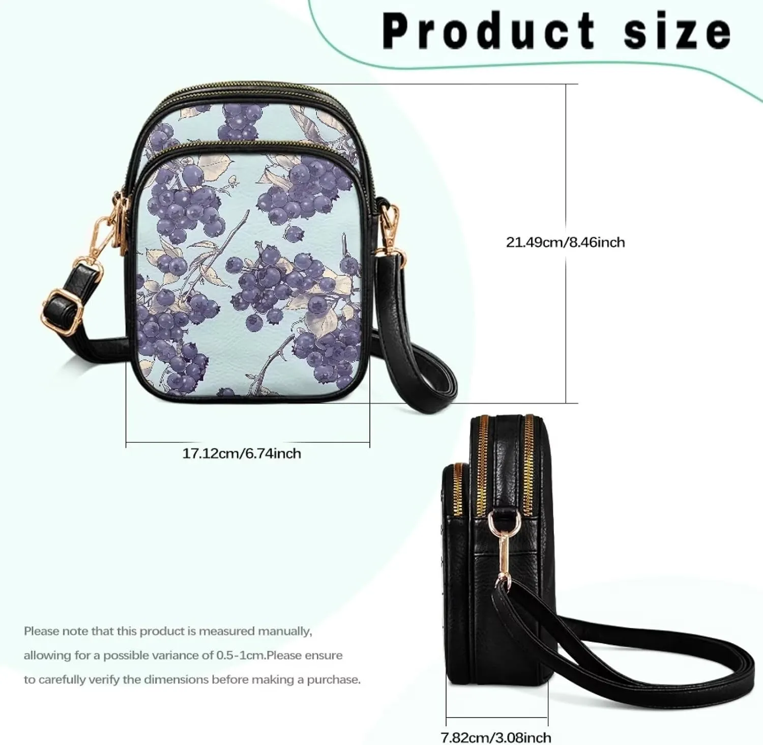 Small Crossbody Phone Purse Leather Wallet, Cat Floral PU Leather Crossbody Purse Bird Flowers Travel Shoulder Bag