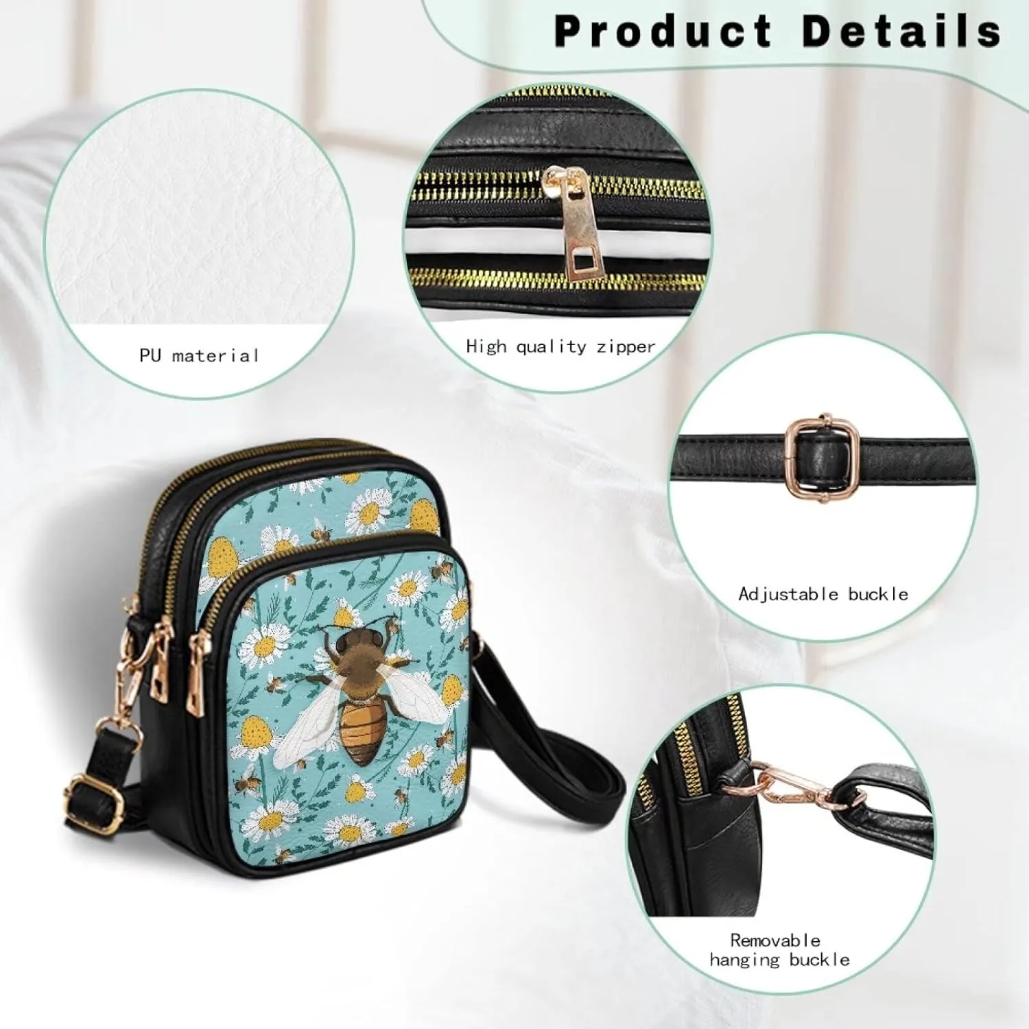 Small Crossbody Purses for Women PU Leather Designer Cell Phone Bag Wallet Purses Adjustable Strap for Travel