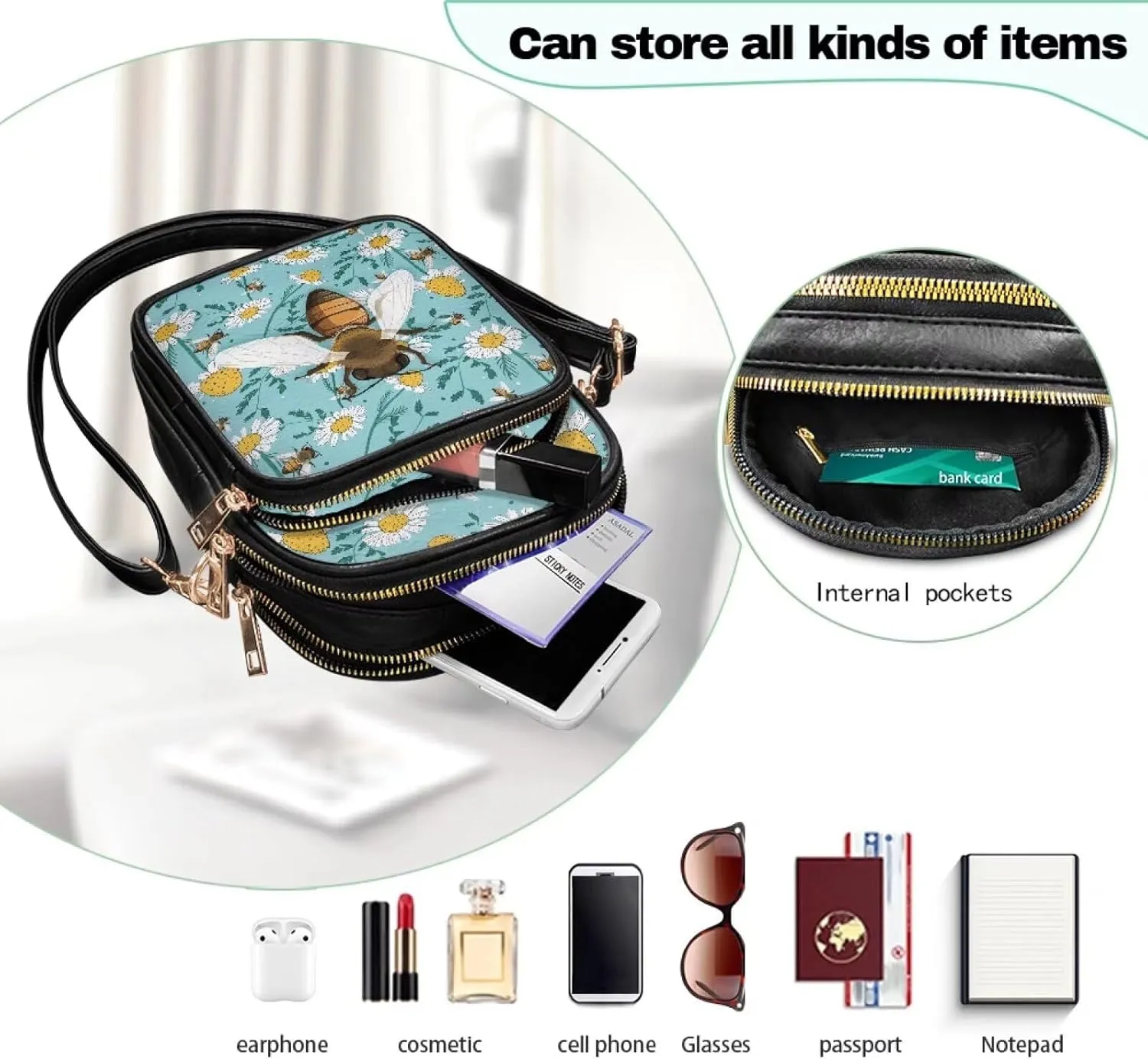 Small Crossbody Purses for Women PU Leather Designer Cell Phone Bag Wallet Purses Adjustable Strap for Travel