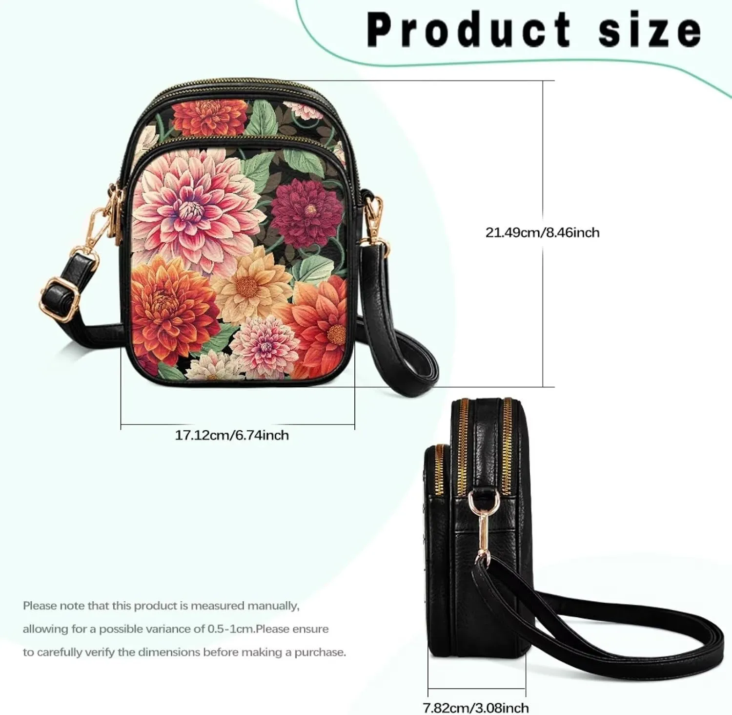 Small Leather Crossbody Bag for Women, Tropical Floral PU Leather Crossbody Cell Phone Purse with Adjustable Strap