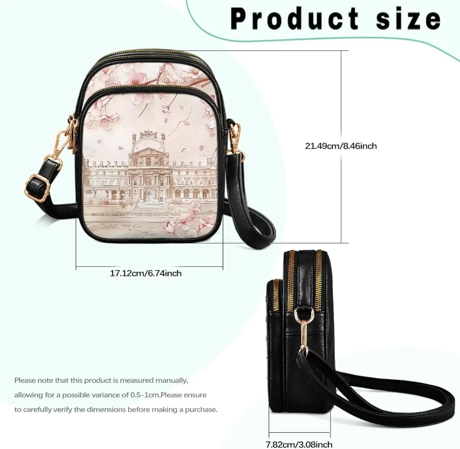 Small Leather Crossbody Bag for Women, Tropical Floral PU Leather Crossbody Cell Phone Purse with Adjustable Strap