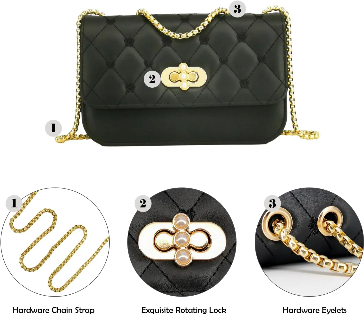 Small Shoulder Bags for Women with Chain Strap,Mini Quilted Embroidery Purses for Women