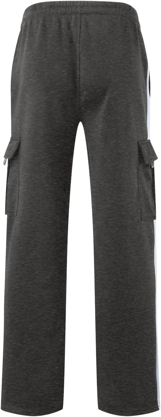 SMIDOW Mens Casual Loose Fit Cargo Pants High Waist Drawstring Running Pant Joggers Color Block Workout Athletic Sweatpants