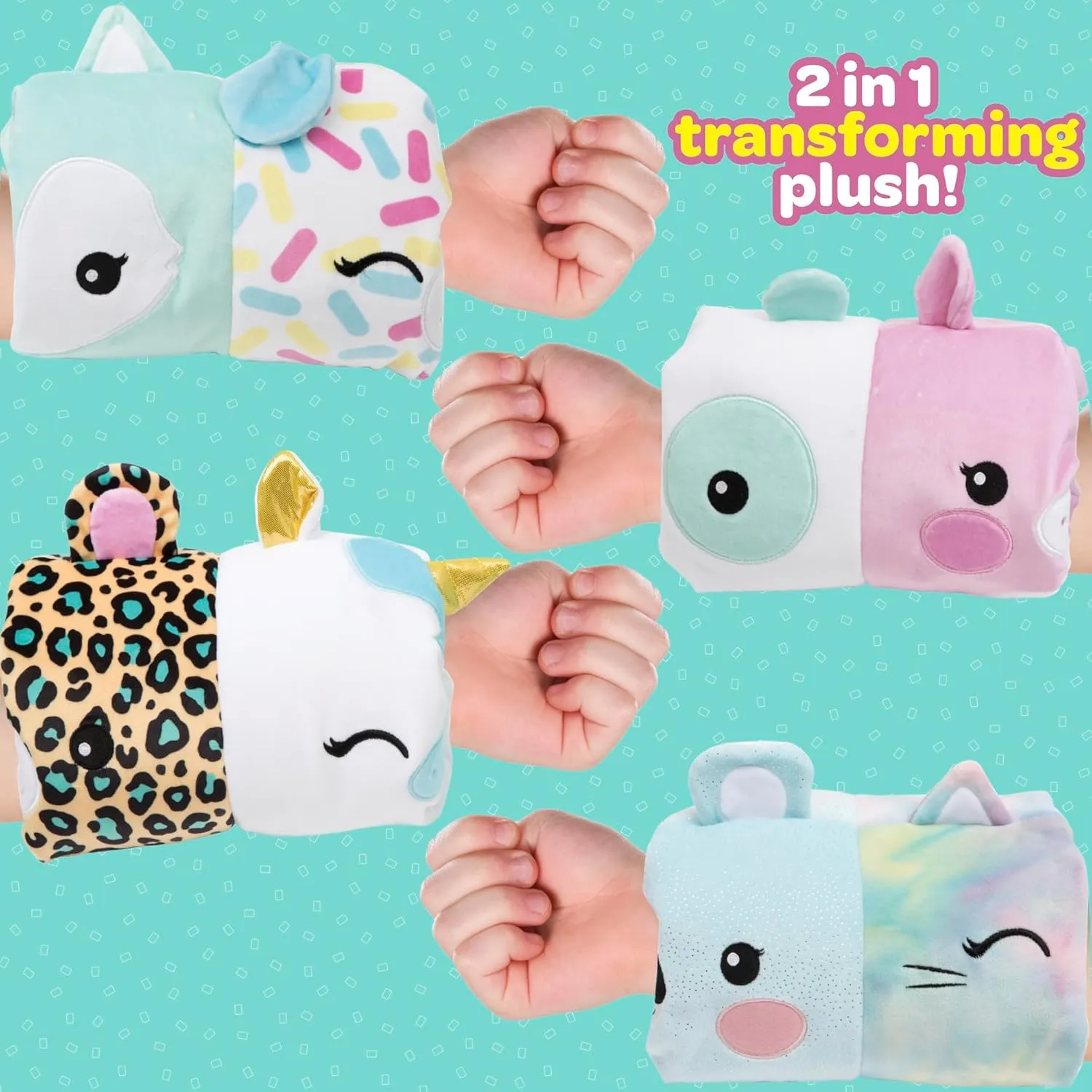 SmooshMiez - 2 in 1 Reversible Stuffed Animal Plushie - Cute Emotional Support Plush, Koala   Kitty, 9 inch