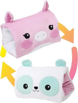 SmooshMiez - 2 in 1 Reversible Stuffed Animal Plushie - Cute Emotional Support Plush, Pig   Panda, 9 inch