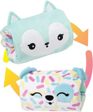 SmooshMiez - 2 in 1 Reversible Stuffed Animal Plushie - Cute Emotional Support Plush, Puppy   Fox, 9 inch