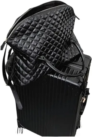 Soft leather diamond travel bag, women's single shoulder large bag, shopping bag, portable fitness bag