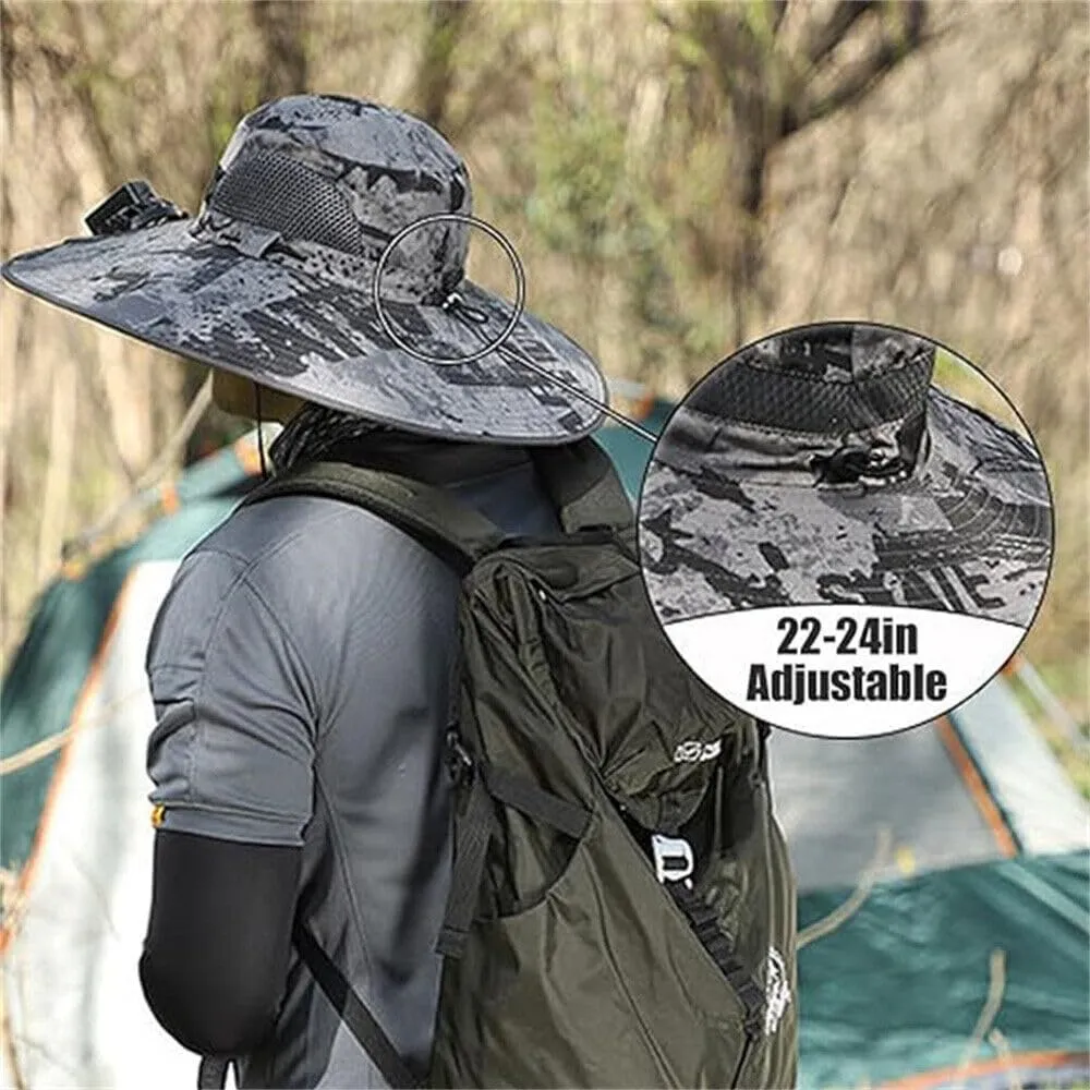 Solar Fan Hat for Men Women,UPF50  Sun Bucket Hat with 2 Solar Fans,Wide Brim Sun Hats for Outdoor Fishing,Hiking, Beach