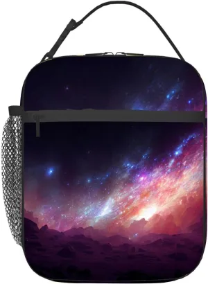 Space abstract Insulated Iunch Bag for Men Woman Large Portable Waterproof Reusable Thermal Lunch Box with Pockets for Work Travel Picnic