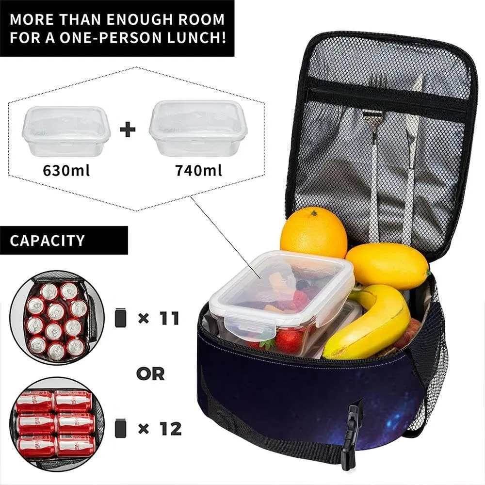 Space abstract Insulated Iunch Bag for Men Woman Large Portable Waterproof Reusable Thermal Lunch Box with Pockets for Work Travel Picnic